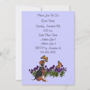 Cute Beagle Puppy Butterflies Party Invitation