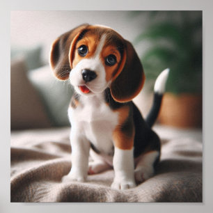 Cute beagle puppy poster