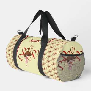 Cute Beagle Puppy Red Hearts Personalized Duffle Bag