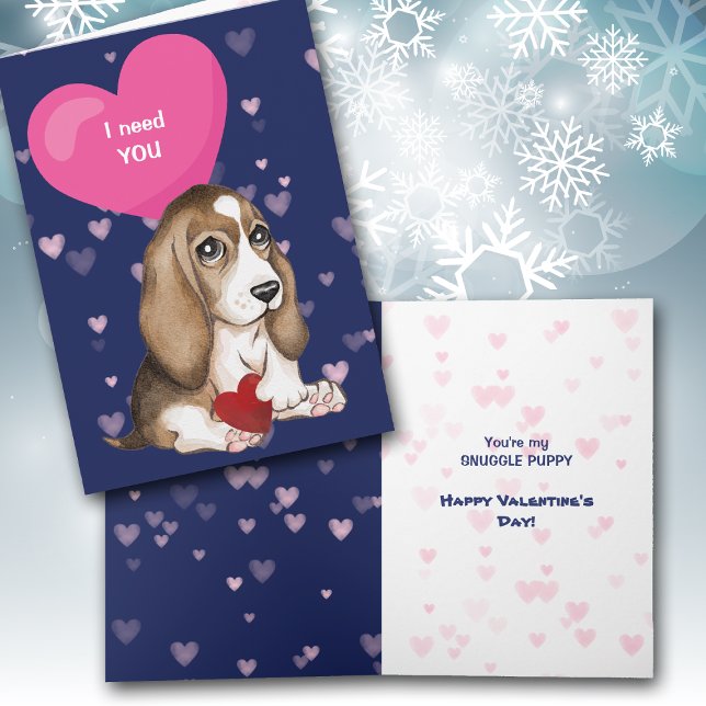 Cute Beagle Puppy Valentine Holiday Card (Creator Uploaded)