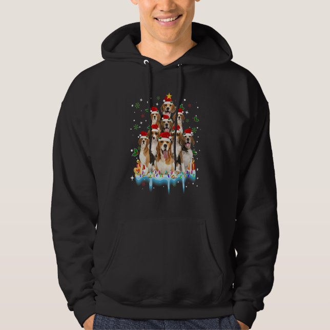 Cute Beagle Santa Dog  Merry Christmas Xmas Hoodie (Front)