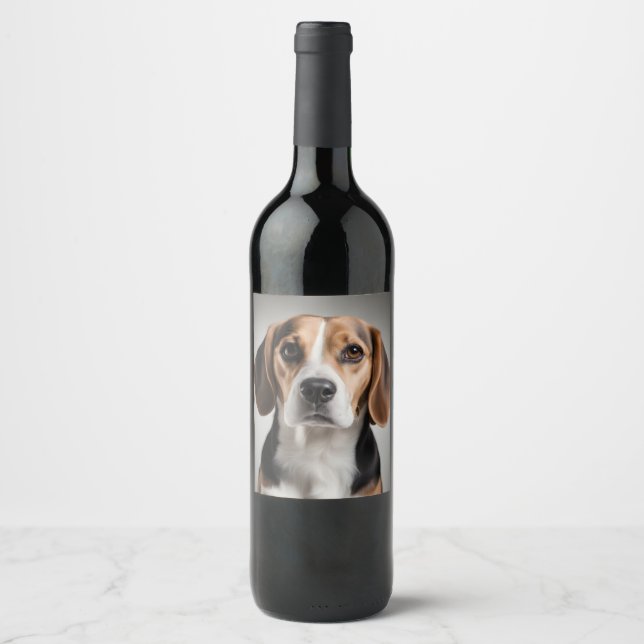Cute Beagle Wine Label (Front)