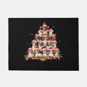 Cute Beagles Christmas Tree Dog Santa Xmas Tee Fun Doormat