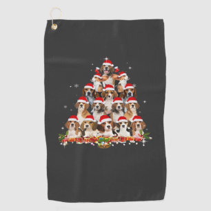 Cute Beagles Christmas Tree Dog Santa Xmas Tee Fun Golf Towel