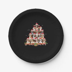 Cute Beagles Christmas Tree Dog Santa Xmas Tee Fun Paper Plate