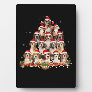 Cute Beagles Christmas Tree Dog Santa Xmas Tee Fun Plaque