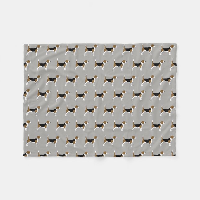 Cute Beagles Pattern Pet Dog Lover's Grey Fleece Blanket (Front (Horizontal))