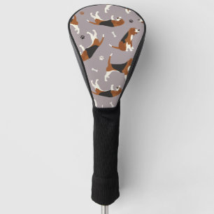 Cute Beagles Paws and Bones Grey Golf Head Cover