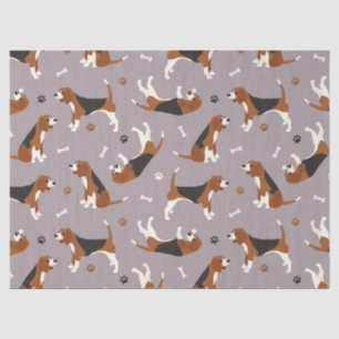 Cute Beagles Paws and Bones Grey Tissue Paper