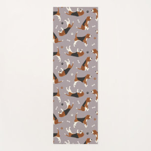 Cute Beagles Paws and Bones Grey Yoga Mat