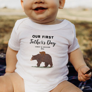 Cute Bear 1st Father's Day Personalized Baby Bodysuit
