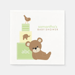 Cute Bear and Alphabet Toy Blocks Napkin