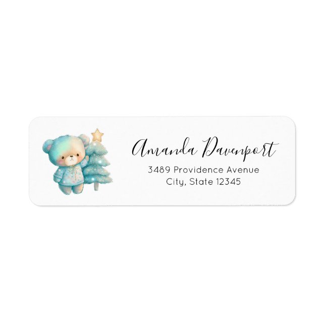 Cute Bear and Christmas Tree Holiday Address (Front)
