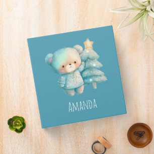 Cute Bear and Christmas Tree Holiday Binder