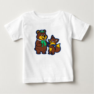 Cute Bear and Fox Cartoon Friends T-Shirt