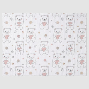 Cute Bear and Hearts -- Pastel Nursery (1) Tissue Paper