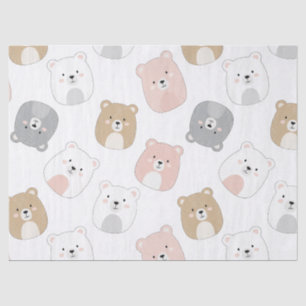 Cute Bear and Hearts -- Pastel Nursery (2) Tissue Paper