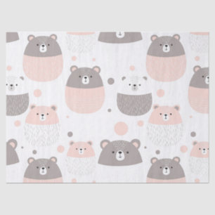 Cute Bear and Hearts -- Pastel Nursery (3) Tissue Paper