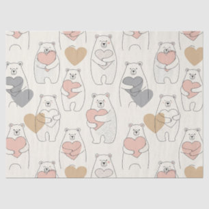 Cute Bear and Hearts -- Pastel Nursery (4) Tissue Paper
