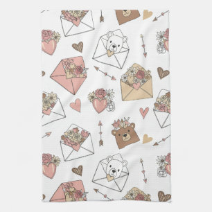 Cute Bear and Hearts -- Pastel Nursery (5) Kitchen Towel