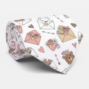 Cute Bear and Hearts -- Pastel Nursery (5) Tie