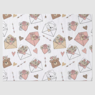 Cute Bear and Hearts -- Pastel Nursery (5) Tissue Paper