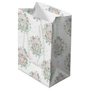 Cute Bear and Hearts -- Pastel Nursery (6) Medium Gift Bag