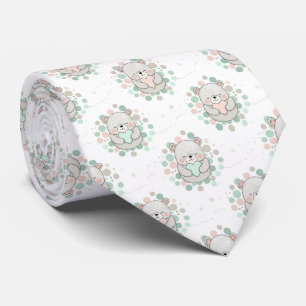Cute Bear and Hearts -- Pastel Nursery (6) Tie