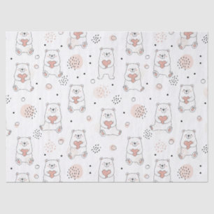 Cute Bear and Hearts -- Pastel Nursery (7) Tissue Paper