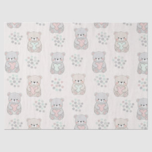 Cute Bear and Hearts -- Pastel Nursery (8) Tissue Paper