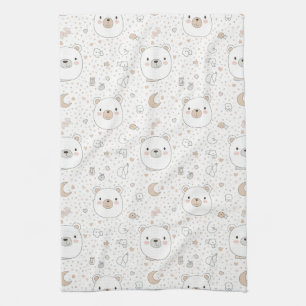 Cute Bear and Hearts -- Pastel Nursery (9) Kitchen Towel