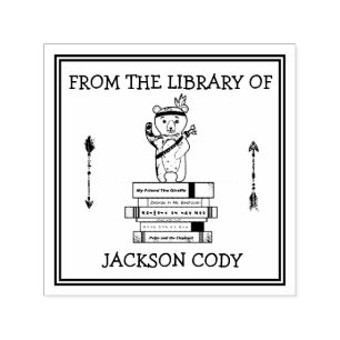 Cute Bear & Arrows Books From The Library Of Child Self-inking Stamp