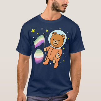 Cute Bear Astronaut Genderfae Pride  T-Shirt