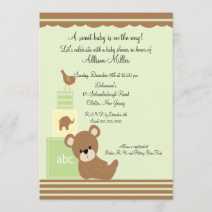 Cute Bear Baby Blocks Neutral Baby Shower Invitation