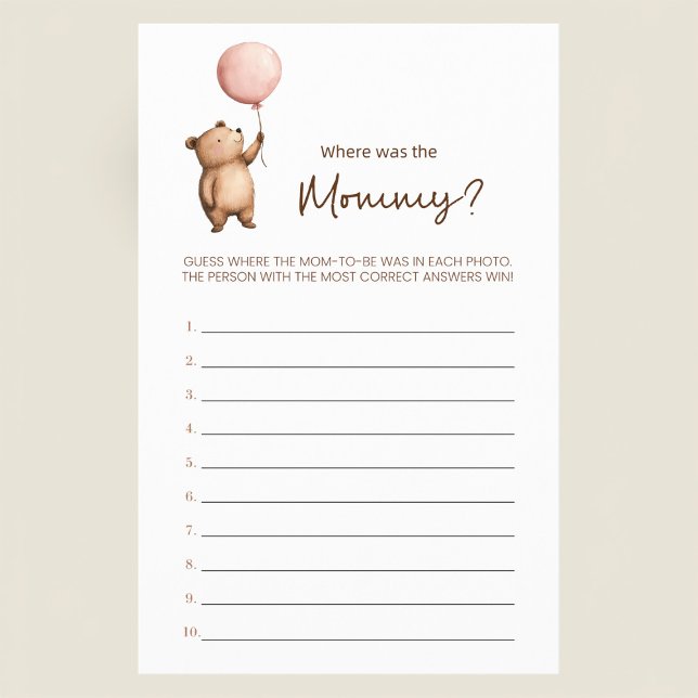 Cute Bear Baby Shower Guessing Game Flyer (Creator Uploaded)