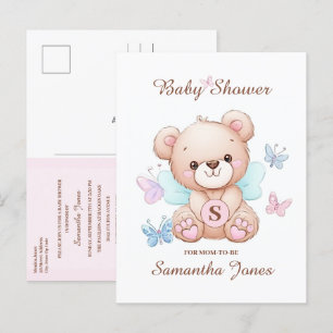 Cute Bear Baby Shower Invitation Postcard