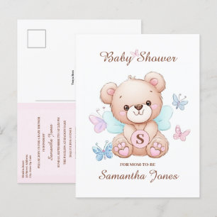 Cute Bear Baby Shower Invitation Postcard