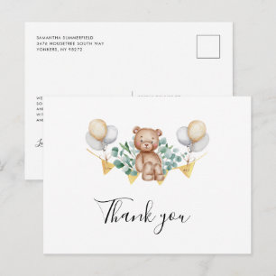 Cute Bear Baby Shower Thank You Invitation Postcard