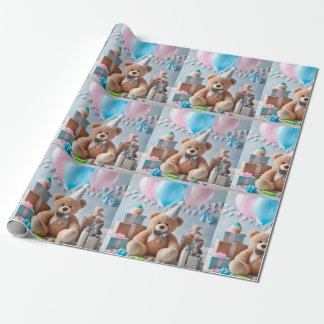 Cute Bear Baby Shower Wrapping Paper