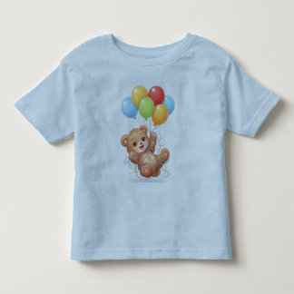 Cute Bear Balloon Birthday Toddler T-Shirt
