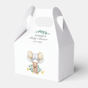 Cute Bear Balloons and Eucalyptus Boy Baby Shower Favor Box