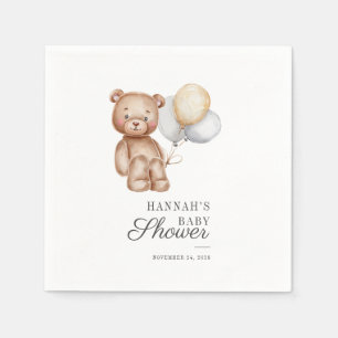 Cute Bear Balloons Baby Shower Script Paper Napkin