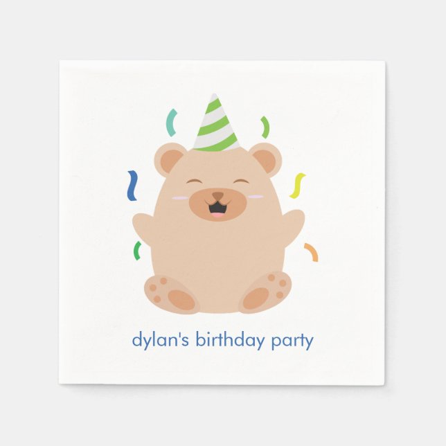 Cute Bear Birthday Party Napkin (Front)