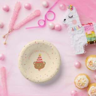 Cute Bear Birthday Party Paper Bowls Plate