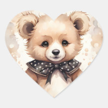 Cute Bear Black and White Polka Dots Collar Neck