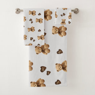 cute bear cartoon pattern bath towel set