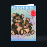 Cute Bear Christmas Card<br><div class="desc">Cute Couple Bear Christmas Cards - MIGNED Painting - Customizable</div>