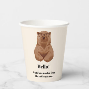 Cute Bear Coffee Master Inspirational Quote Paper Cups