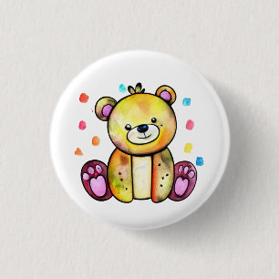 Cute Bear Cool Teddy positive 1 Inch Round Button