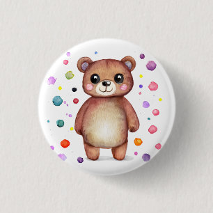 Cute Bear Cool Teddy positive 1 Inch Round Button